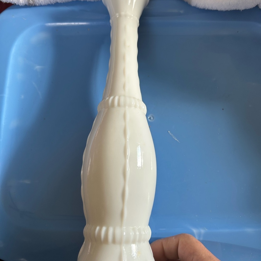 Vintage Milk Glass Bud Vase with a Climbing Ridge pattern